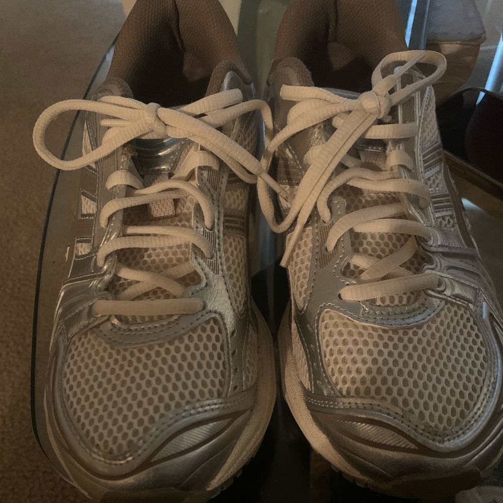 White and Gray Athletic Sneakers